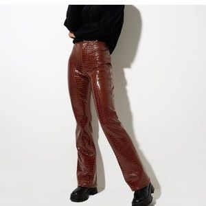 Motel rocks croc red leather flared pants size S